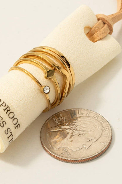 Assorted 5Pc Stainless Steel Band Rings Set