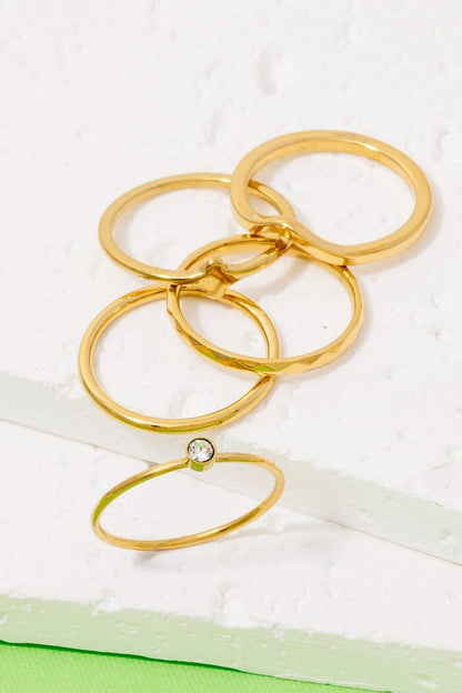 Assorted 5Pc Stainless Steel Band Rings Set