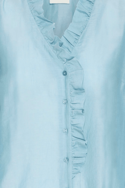 Atelier Rêve IRTHORA smoke blue cotton silk blouse at Dotique