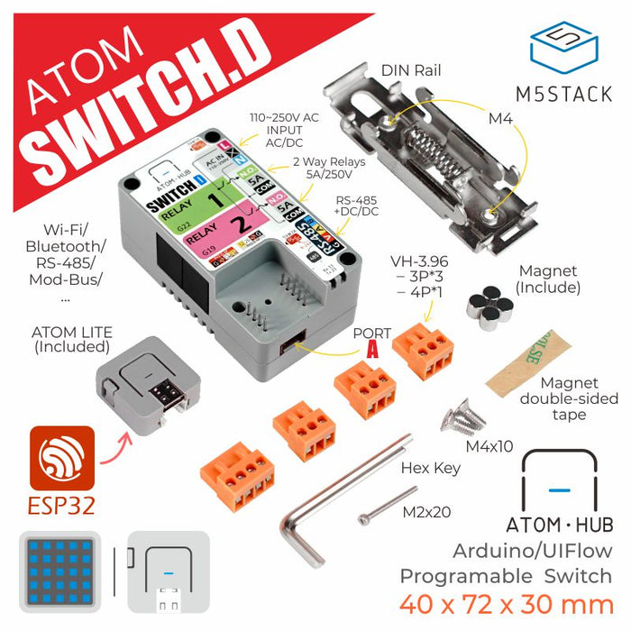ATOM HUB SwitchD 2-Relay Kit - m5stack-store