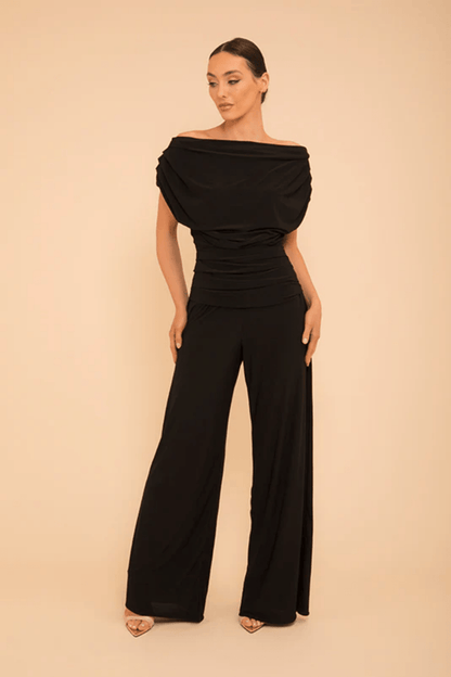 Atom Label Carbon Jumpsuit in Black Regular Length - Dotique - ATOM LABEL