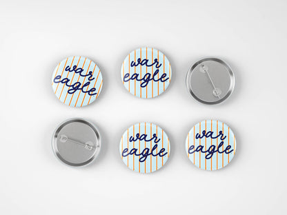 Auburn War Eagle Striped Button