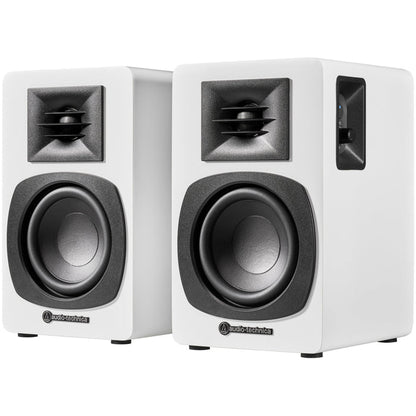 Audio Technica AT-SP3X Powered Bookshelf Speakers with Bluetooth White White