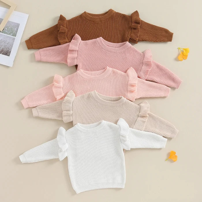 AUDREY Ruffle Sleeve Knitted Sweater