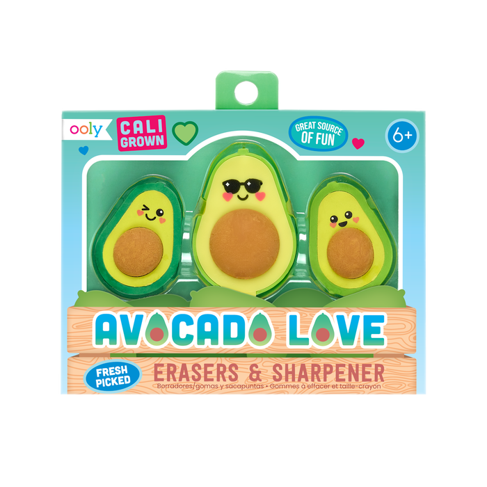 OOLY Avocado Love Eraser and Sharpener in packaging