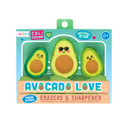 OOLY Avocado Love Eraser and Sharpener in packaging