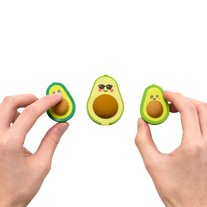 OOLY Avocado Love Eraser and Sharpener - set of 3 in hands