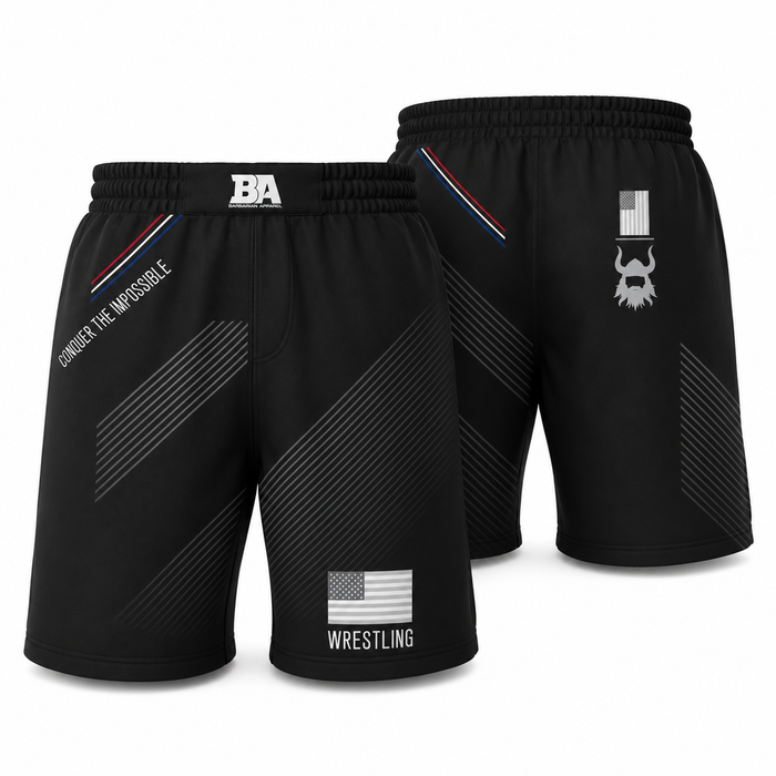 BA Black & Grey Fight Shorts