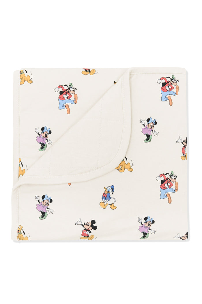 Baby Blanket with mickey mouse and friends print on an oat background