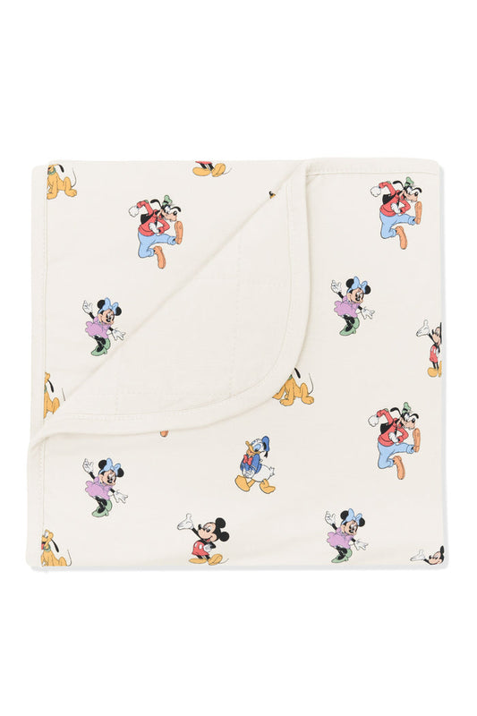 Baby Blanket with mickey mouse and friends print on an oat background