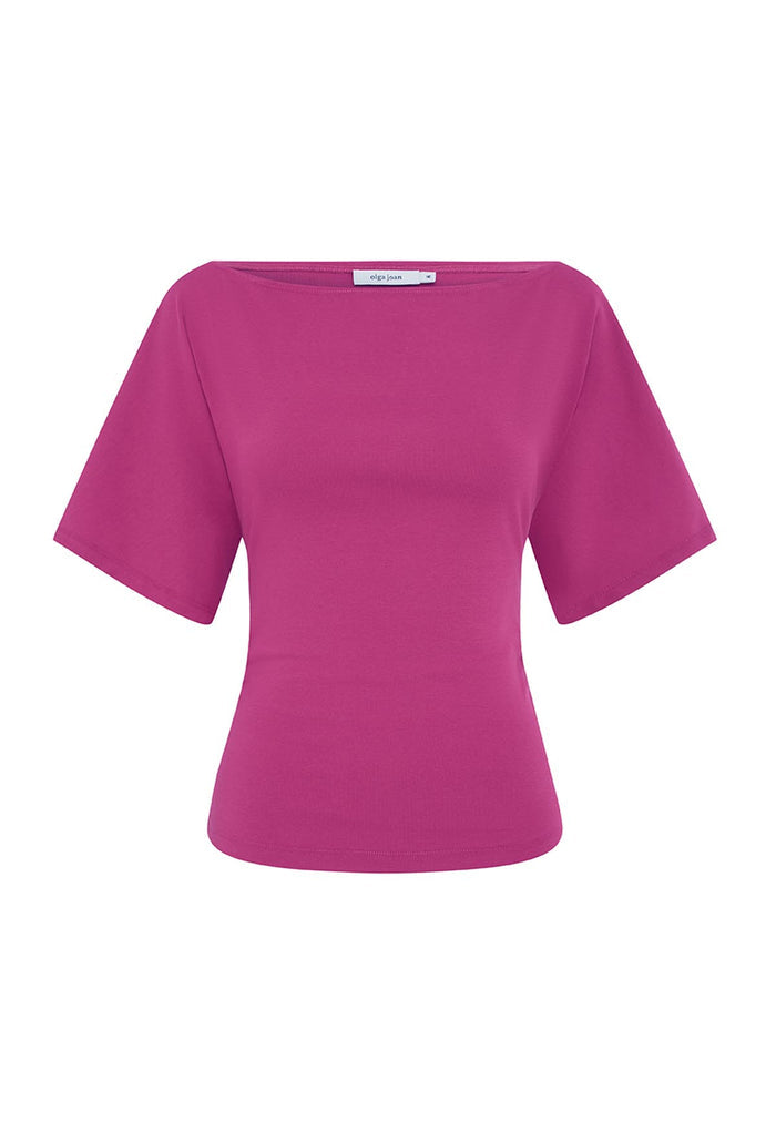 Bardot Ruched Top Magenta