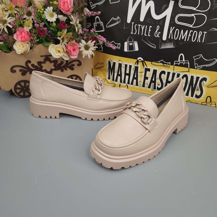 Beige Platform Loafers for Women - Maha fashions -  Women Footwear