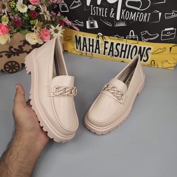 Beige Platform Loafers for Women - Maha fashions -  Women Footwear