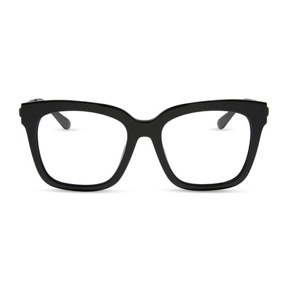 diff eyewear bella square prescription glasses with a black frame front view