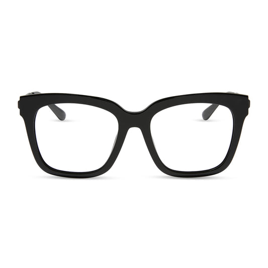 diff eyewear bella square prescription glasses with a black frame front view