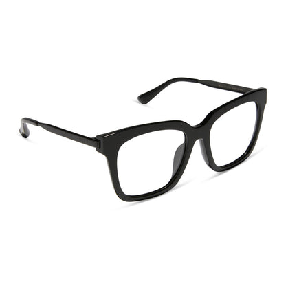 diff eyewear bella square prescription glasses with a black frame angled view