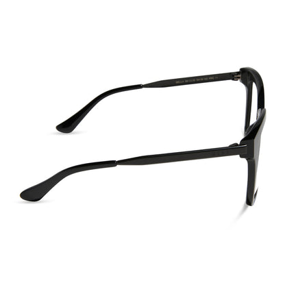 diff eyewear bella square prescription glasses with a black frame side view