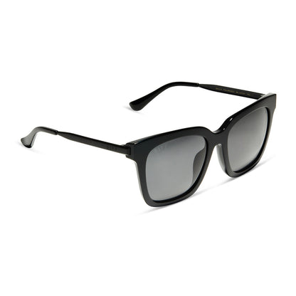 diff eyewear bella black frame grey polarized lenses sunglasses angled view