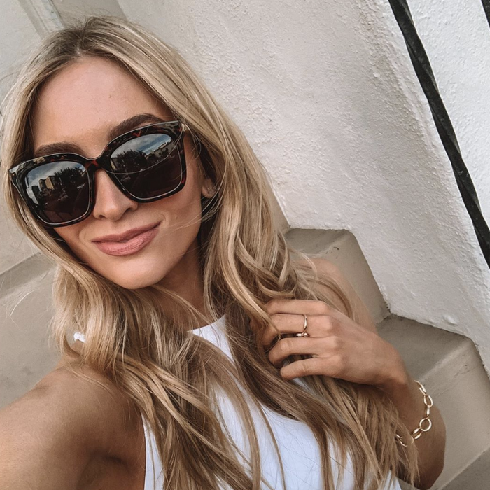 UGC - Customer Content - sophie wearing the bella tortoise and grey