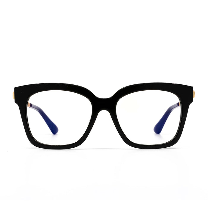 diff eyewear bella xs square blue light protection glasses with a black frame front view
