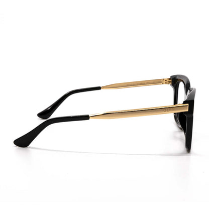 diff eyewear bella xs square blue light protection glasses with a black frame side view