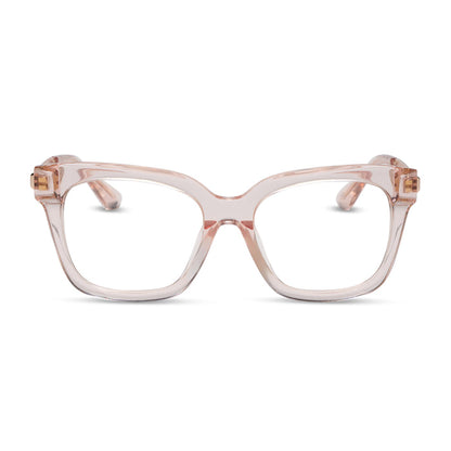 Bella XS prescription eyeglasses with blush crystal frames front view