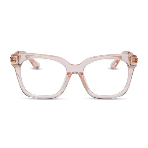 Bella XS prescription eyeglasses with blush crystal frames front view