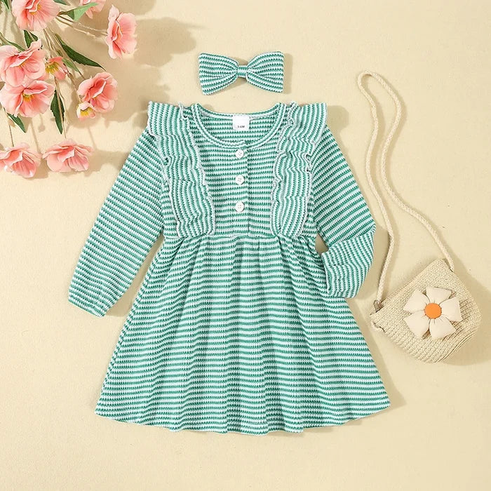 BELLE Striped Ruffle Dress