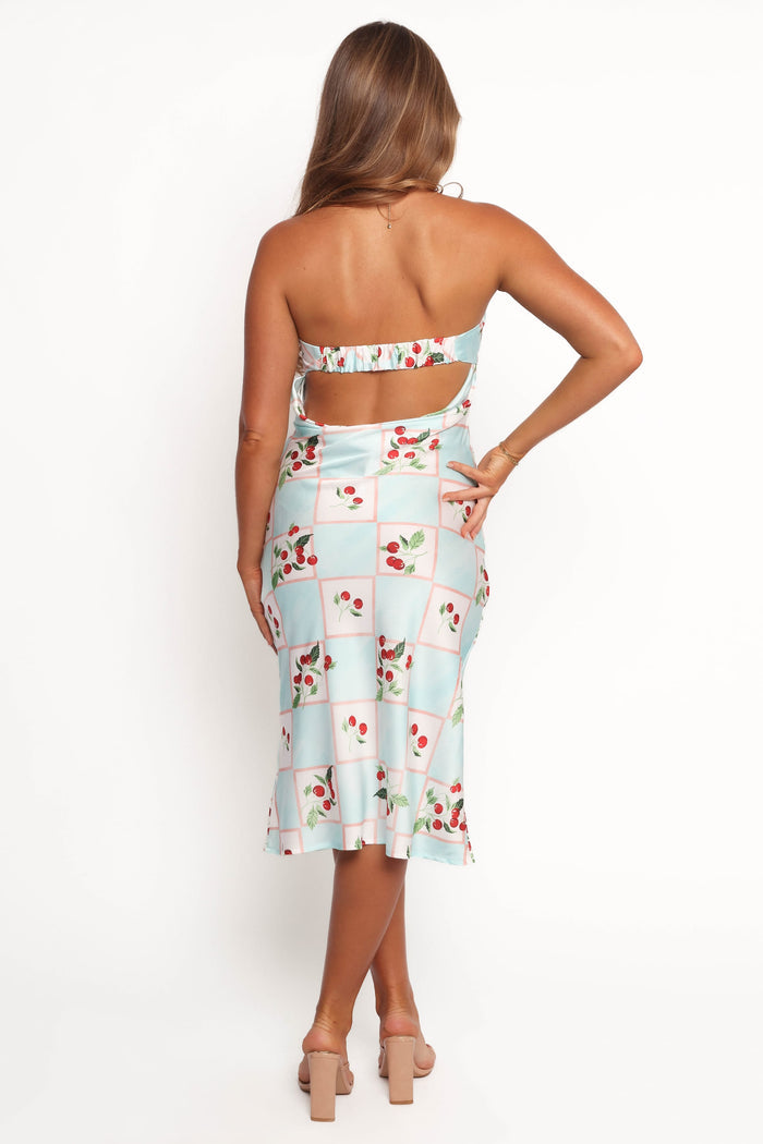Petal and Pup USA DRESSES Benton Strapless Midi Dress - Cherry Print (Hold for Amazon)