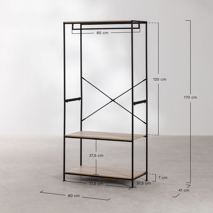 BEXTER WOOD AND STEEL COAT RACK