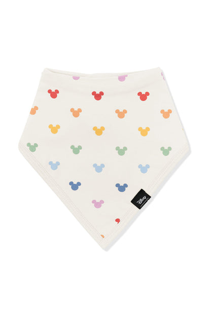 Bib with pastel mickey mouse pattern on an oat background