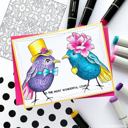 Bird Wedding Digital Stamp - alexsyberiadesigns