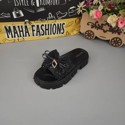 Black Bow Softies For Her - Maha fashions -  Women Footwear