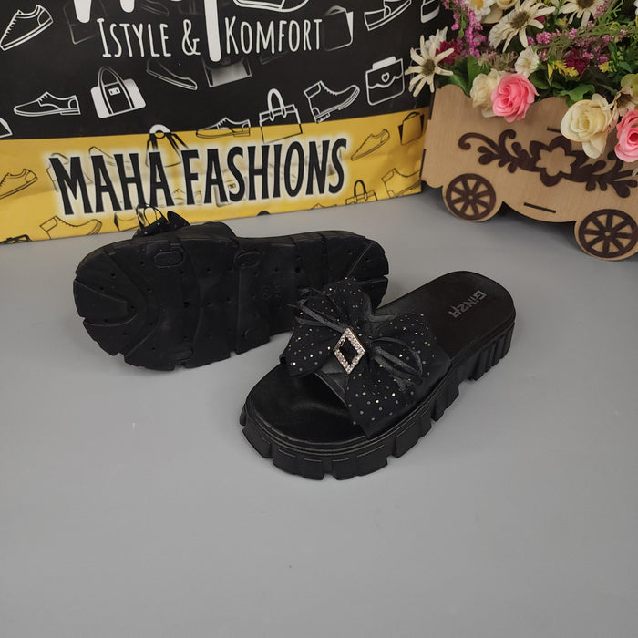 Black Bow Softies For Her - Maha fashions -  Women Footwear