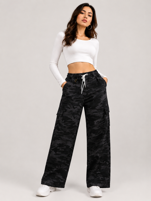 Black Camo Baggy Cargo