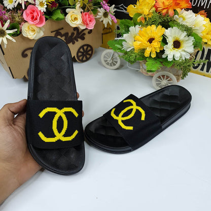 Black Casual Slides - Maha fashions -