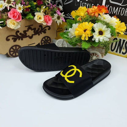 Black Casual Slides - Maha fashions -