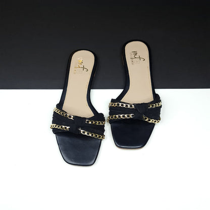 Black Chain Slippers - Maha fashions -