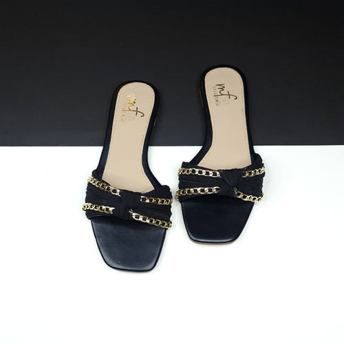 Black Chain Slippers - Maha fashions -