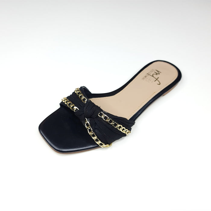 Black Chain Slippers - Maha fashions -