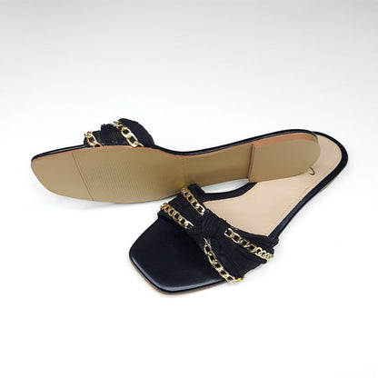 Black Chain Slippers - Maha fashions -