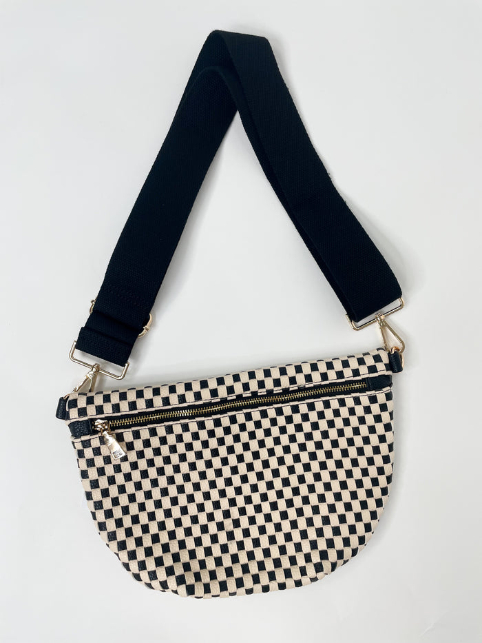 Black Checkered Westlyn Woven Bum Bag
