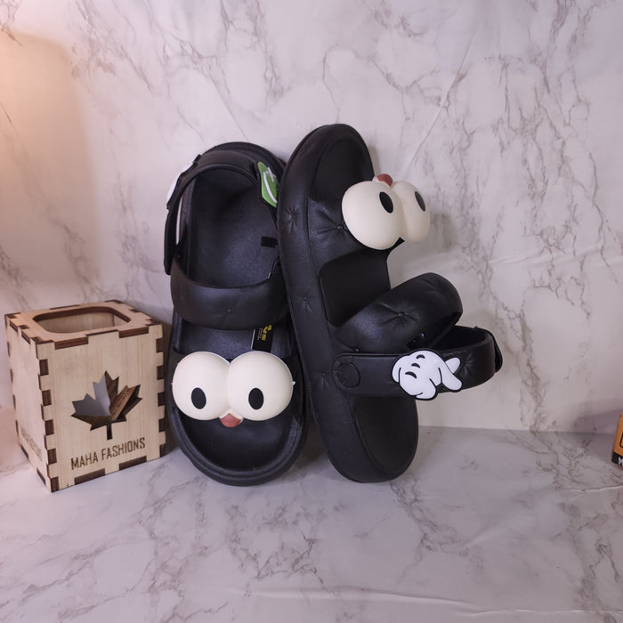 Black Combo Slides Sandals - Maha fashions -  Women Footwear
