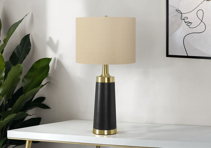 Black Contemporary Resin Table Lamp w/Cream Shade [Online Only]