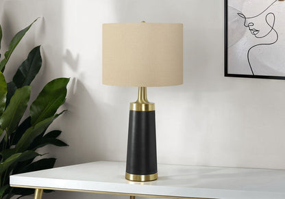 Black Contemporary Resin Table Lamp w/Cream Shade [Online Only]