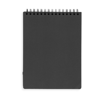 Black DIY Cover Sketchbook flipped open to blank page