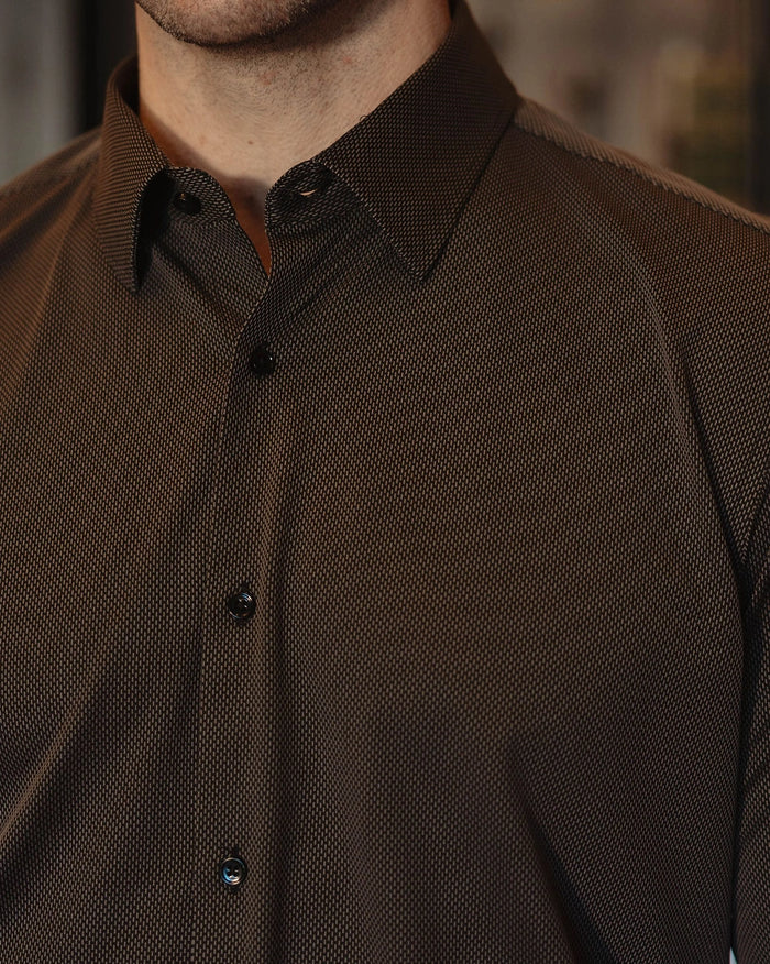 Black Grey Textured Long-Sleeve Shirt