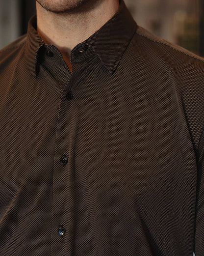 Black Grey Textured Long-Sleeve Shirt