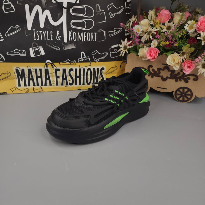 Black Men's Trendy Lace-up  Chunky Sneakers - Maha fashions -
