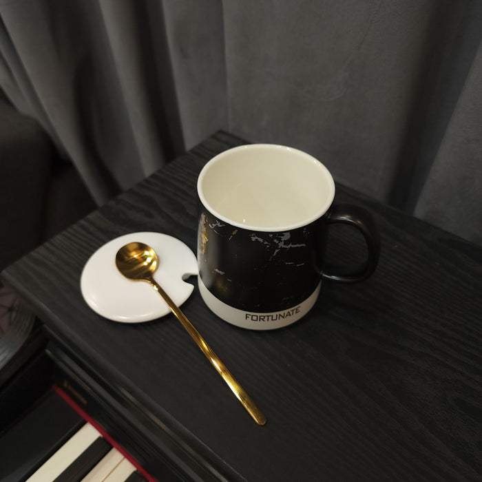 Black Mug With Lid - Maha fashions -  Cups
